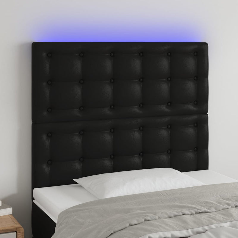 LED Headboard Black 80 cm Faux Leather