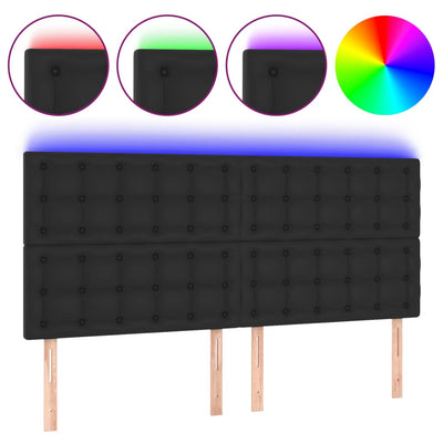 LED Headboard Black 160 cm Faux Leather