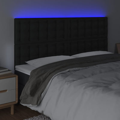 LED Headboard Black 160 cm Faux Leather