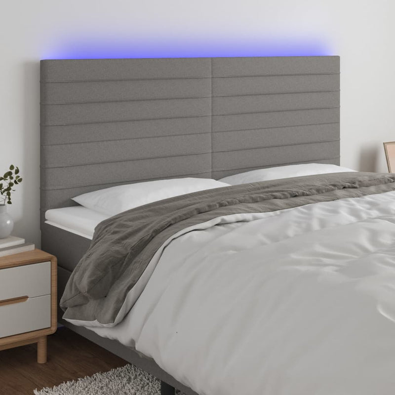 LED Headboard Dark Grey 160 cm Fabric