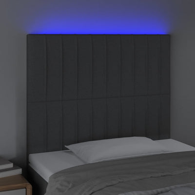 LED Headboard Dark Grey 80 cm Fabric