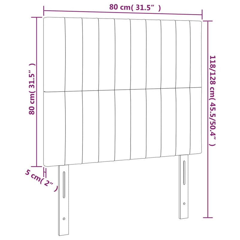 LED Headboard Dark Grey 80 cm Fabric