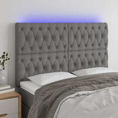 LED Headboard Dark Grey 144x7x118/128 cm Fabric