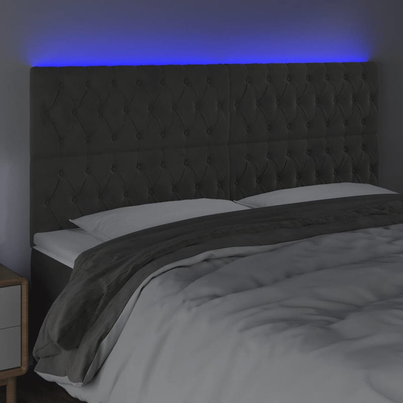 LED Headboard Dark Grey 200 cm Velvet