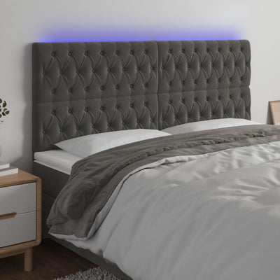 LED Headboard Dark Grey 200 cm Velvet