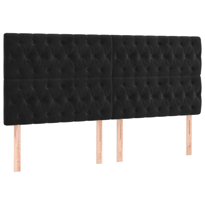 LED Headboard Black 200x7x118/128 cm Velvet