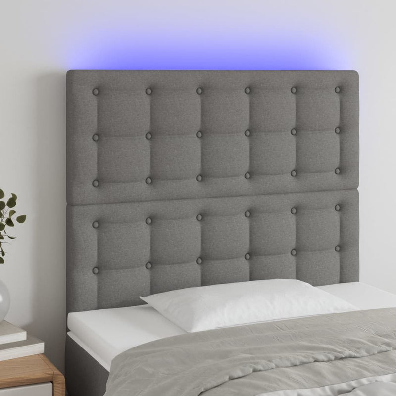 LED Headboard Dark Grey 80 cm Fabric