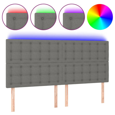 LED Headboard Dark Grey 160 cm Fabric