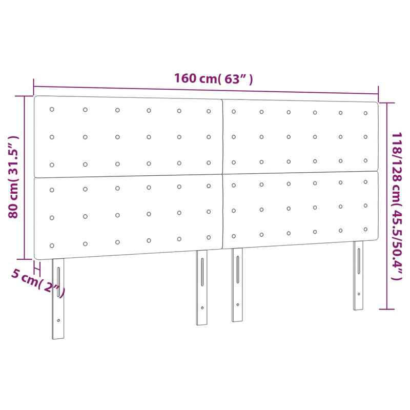 LED Headboard Dark Grey 160 cm Fabric