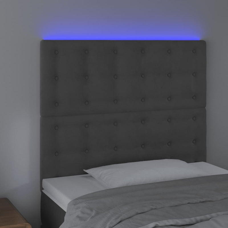 LED Headboard Dark Grey 100 cm Velvet