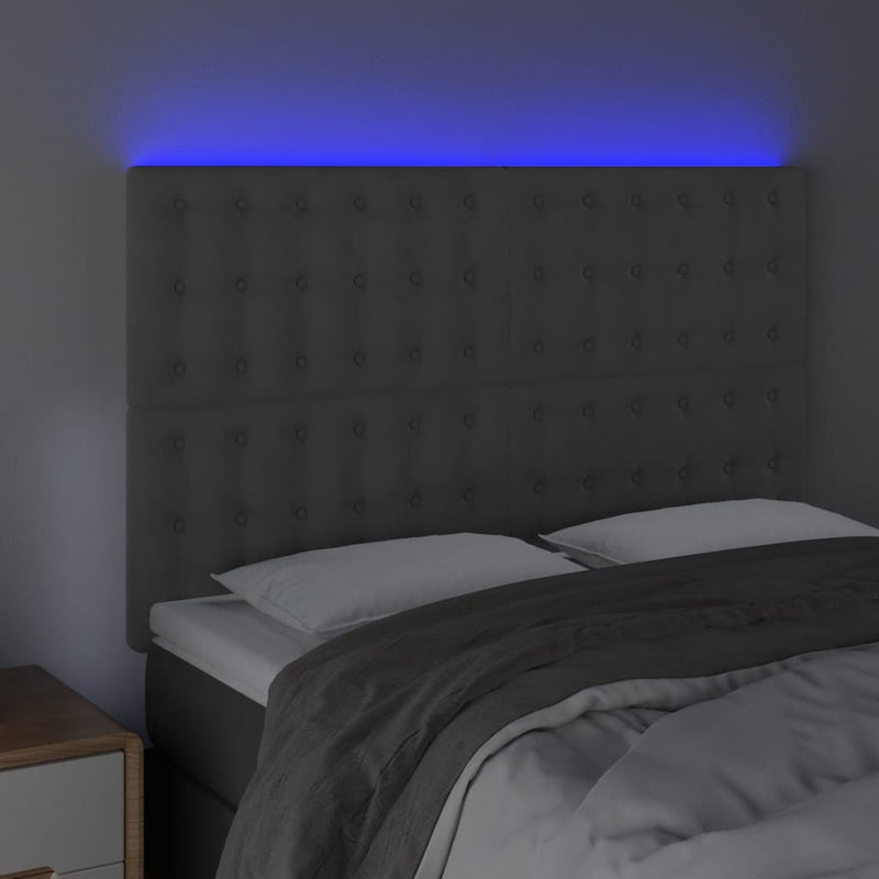 LED Headboard Dark Grey 144 cm Velvet