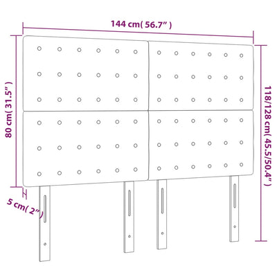 LED Headboard Dark Grey 144 cm Velvet