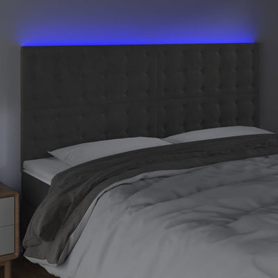 LED Headboard Dark Grey 160 cm Velvet