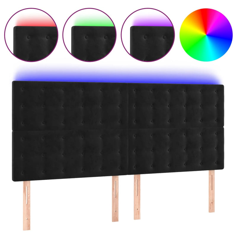 LED Headboard Black 160 cm Velvet