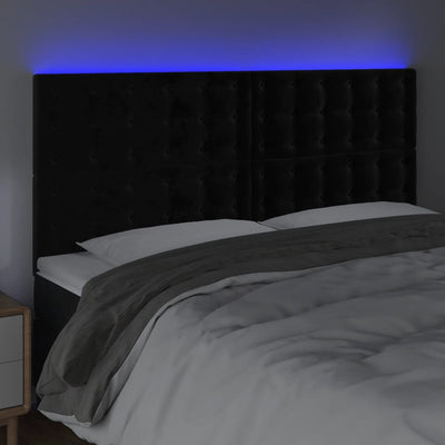 LED Headboard Black 160 cm Velvet