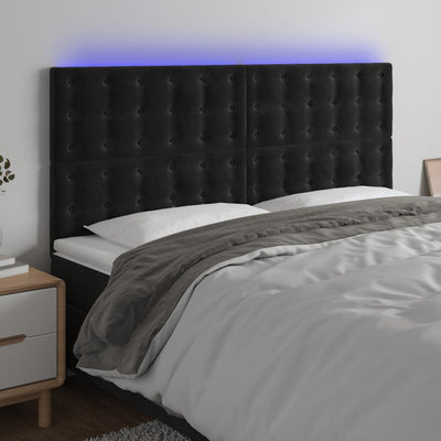 LED Headboard Black 200x5x118/128 cm Velvet