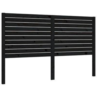 Bed Frame with Headboard Black 153x203 cm Queen Solid Wood