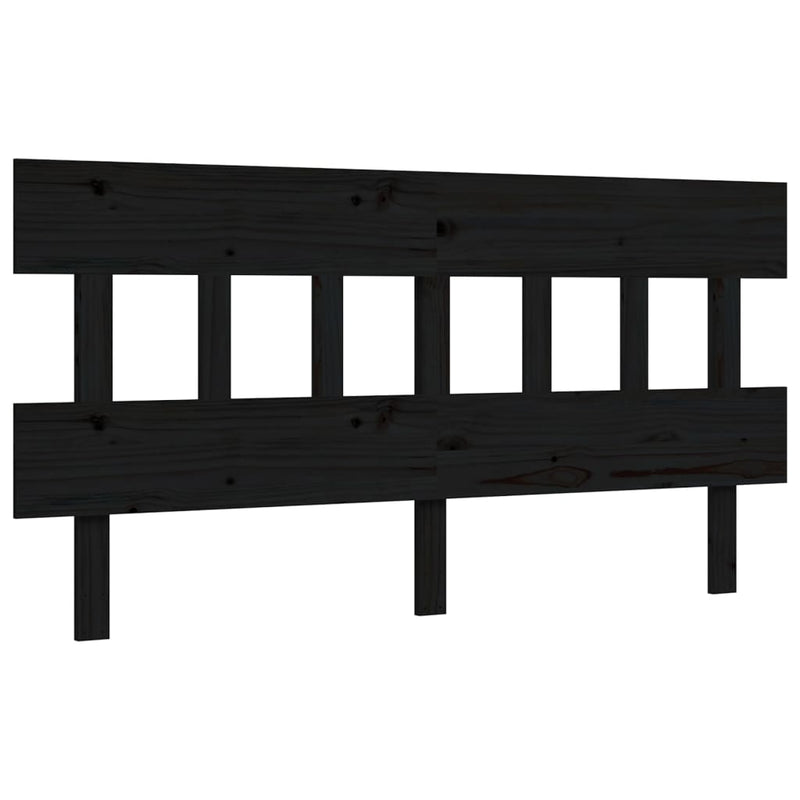 Bed Frame with Headboard  Black 153x203 cm Queen Solid Wood