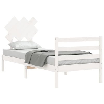 Bed Frame without Mattress White 90x190 cm Solid Wood