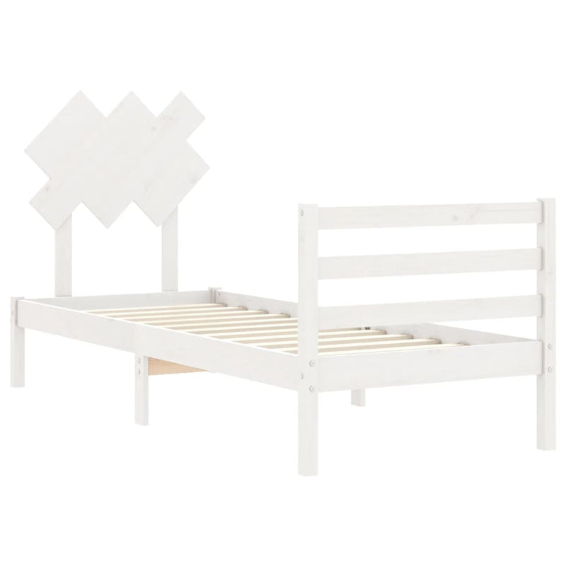 Bed Frame without Mattress White 90x190 cm Solid Wood