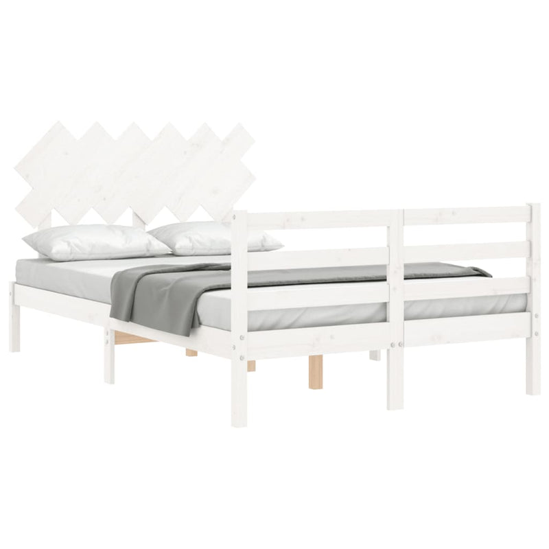 Bed Frame without Mattress White 135x190 cm Solid Wood