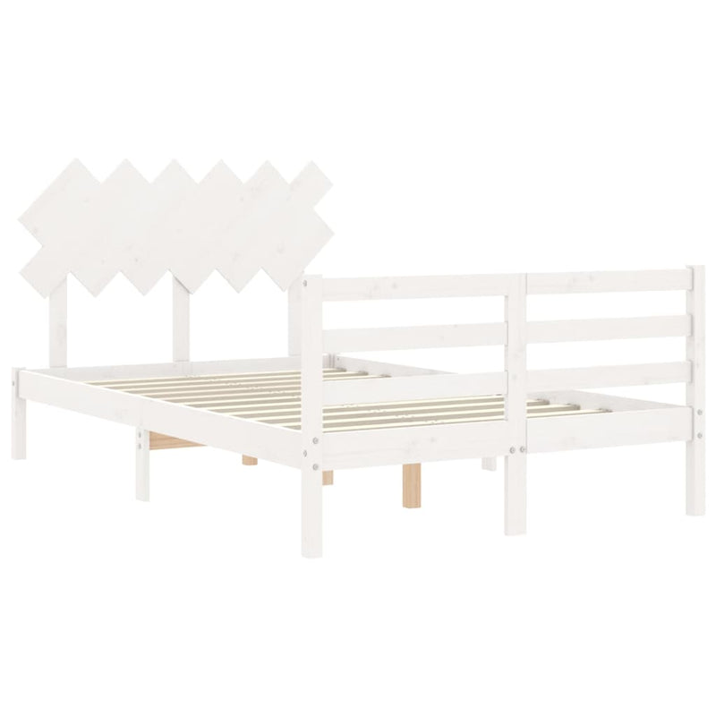 Bed Frame without Mattress White 135x190 cm Solid Wood