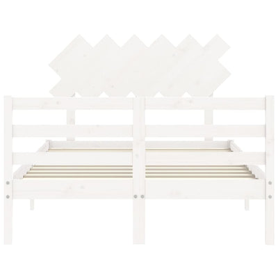 Bed Frame without Mattress White 135x190 cm Solid Wood