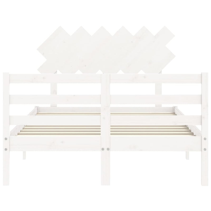 Bed Frame without Mattress White 135x190 cm Solid Wood