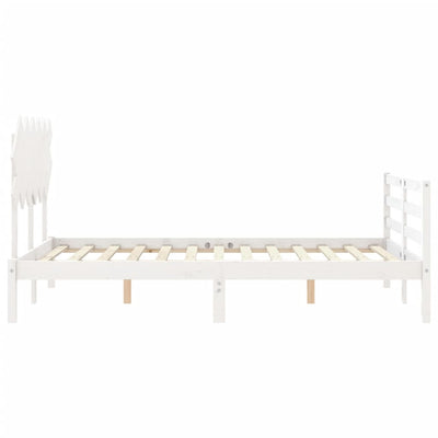 Bed Frame without Mattress White 135x190 cm Solid Wood