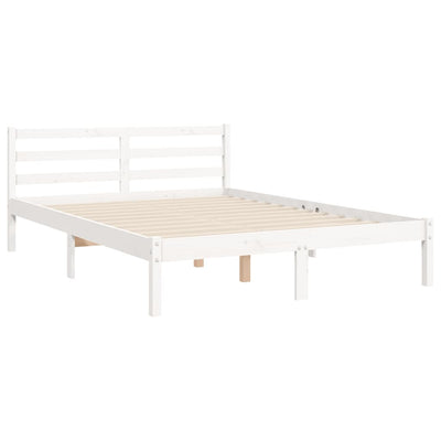 Bed Frame without Mattress White 135x190 cm Solid Wood