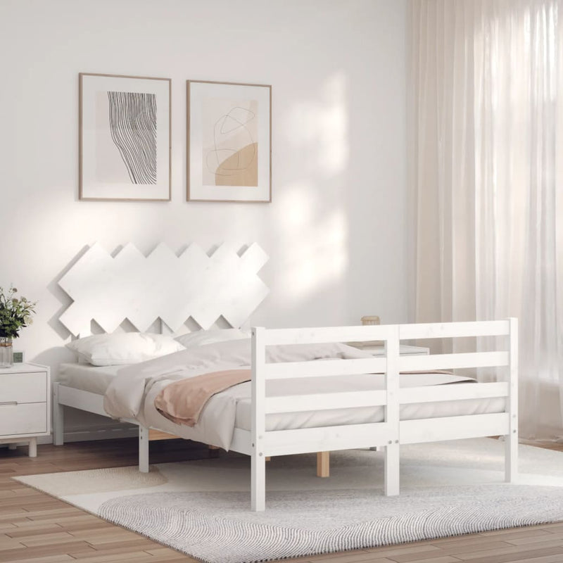 Bed Frame without Mattress White 135x190 cm Solid Wood