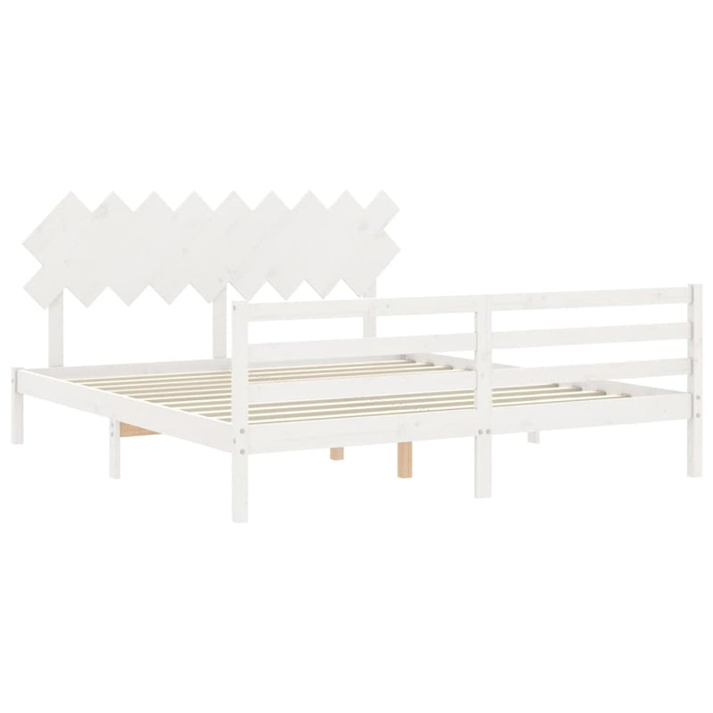 Bed Frame without Mattress White 183x203 cm King Solid Wood