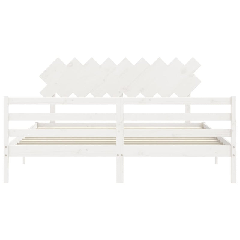 Bed Frame without Mattress White 183x203 cm King Solid Wood