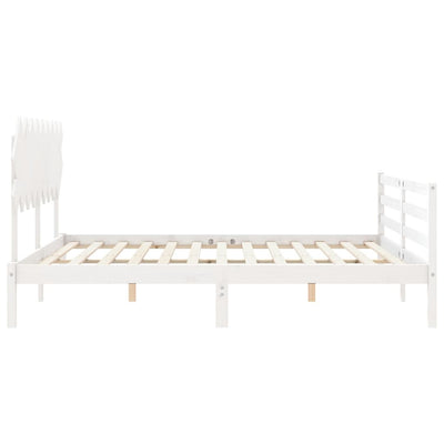 Bed Frame with Headboard White 183x203 cm King Solid Wood