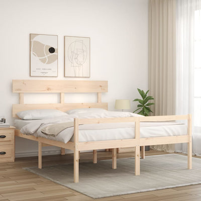 Senior Bed with Headboard King Size Solid Wood