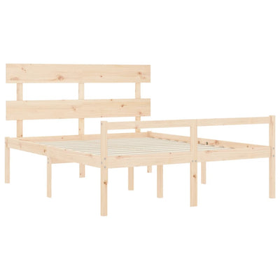 Senior Bed with Headboard King Size Solid Wood