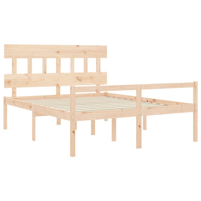 Senior Bed with Headboard King Size Solid Wood