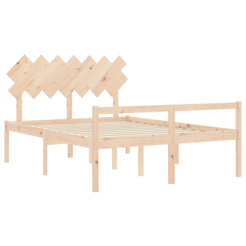 Senior Bed with Headboard King Size Solid Wood