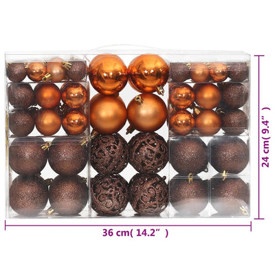 Christmas Baubles 100 pcs Brown 3 / 4 / 6 cm