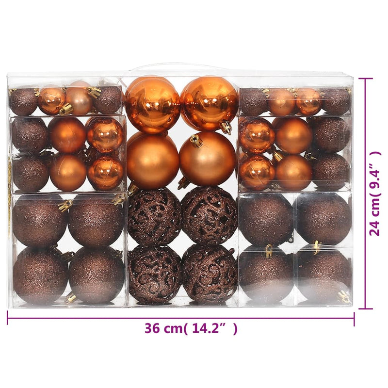 Christmas Baubles 100 pcs Brown 3 / 4 / 6 cm