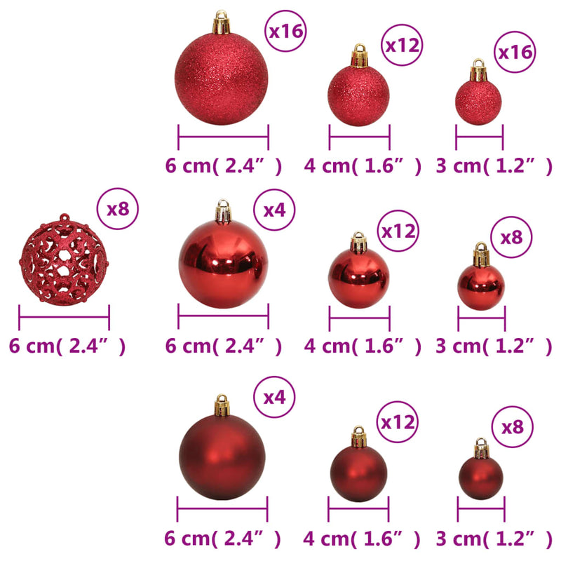 Christmas Baubles 100 pcs Wine Red 3 / 4 / 6 cm