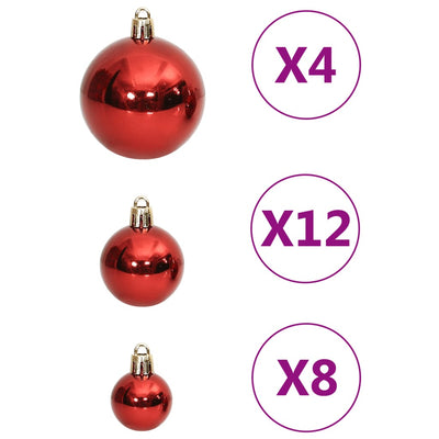 111 Piece Christmas Bauble Set Red Polystyrene