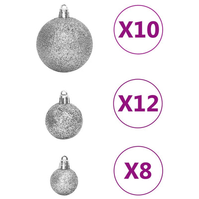 111 Piece Christmas Bauble Set Silver Polystyrene