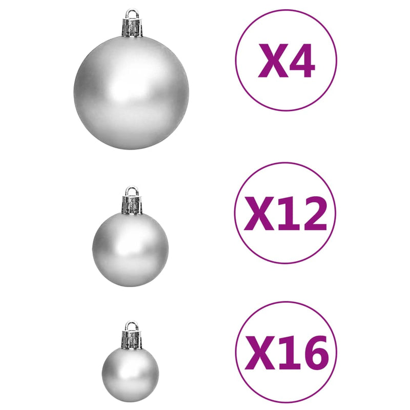 111 Piece Christmas Bauble Set Silver Polystyrene