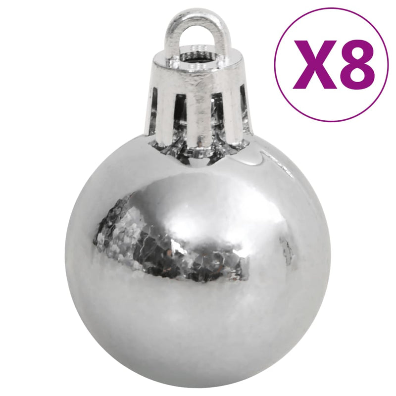 111 Piece Christmas Bauble Set White and Grey Polystyrene