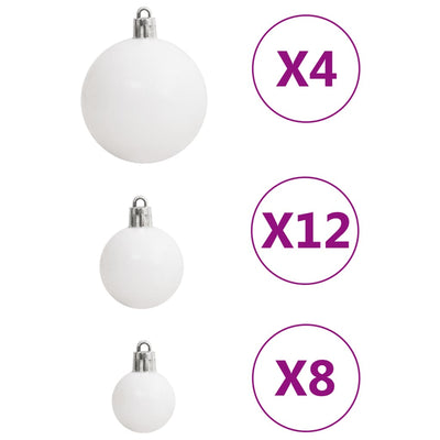 111 Piece Christmas Bauble Set White and Grey Polystyrene