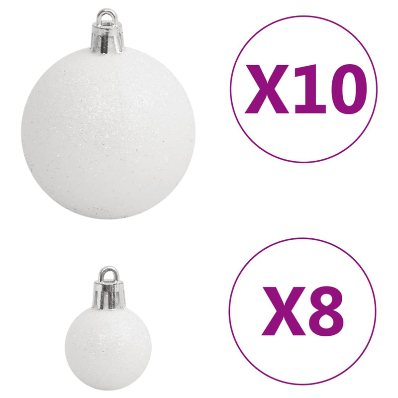 111 Piece Christmas Bauble Set White and Grey Polystyrene