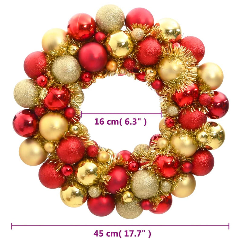 Christmas Wreath Red and Gold 45 cm Polystyrene