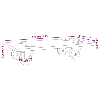 Dolly Trolleys 6 pcs Rectangular Engineered Wood