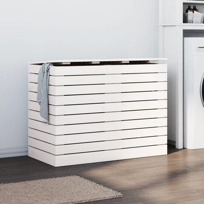 Laundry Basket White 88.5x44x66 cm Solid Wood Pine